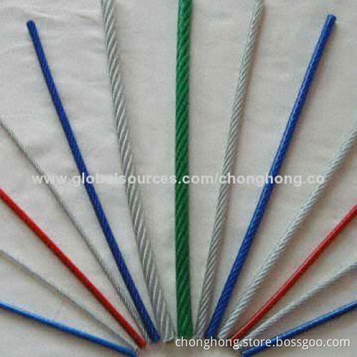 Plastic-coated Wire Ropes, Available in Various Sizes and Colors